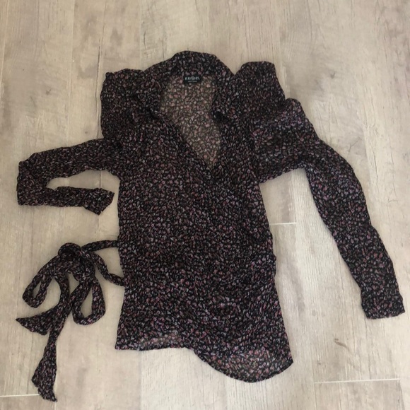 Krisstel Floral wrap style long sleeve blouse sm - Picture 5 of 8